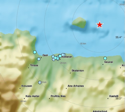 Σεισμός στο Ηράκλειο Κρήτης – 4,1 Ρίχτερ