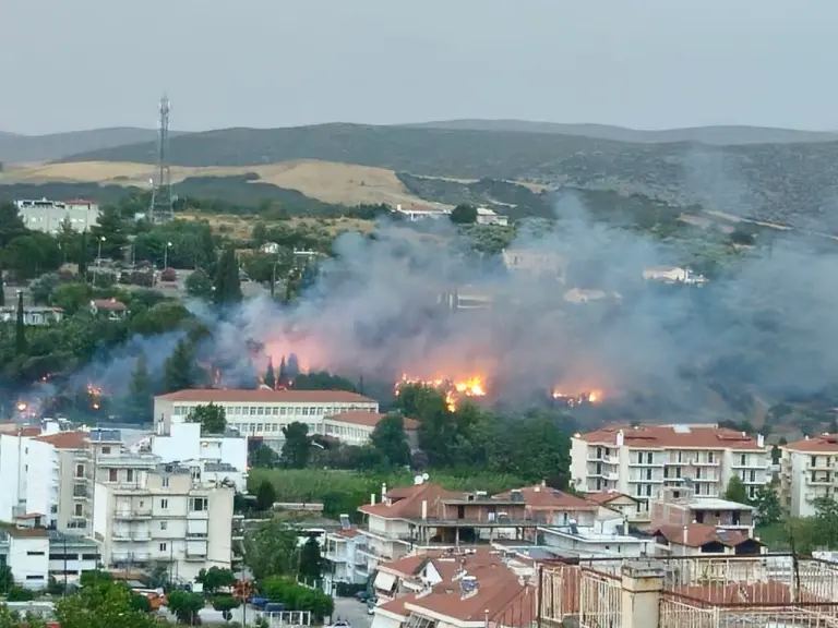 Μάχη με τις φλόγες στην Λιβαδειά  – Καίει σε κατοικημένη περιοχή (Video)