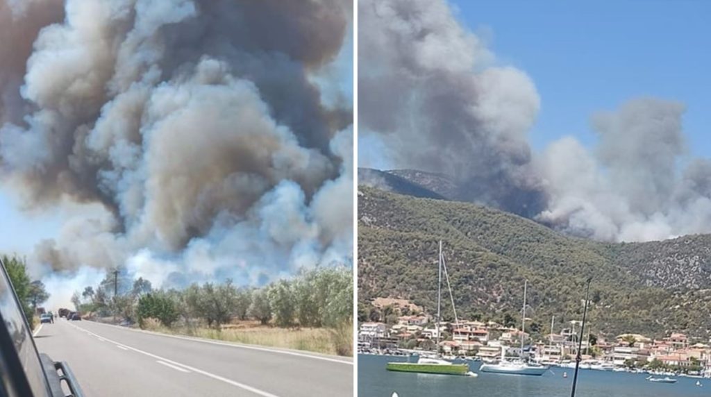 Μεγάλη φωτιά στο Σοφικό Κορινθίας – Μήνυμα 112 στους κατοίκους (Photos-Video)