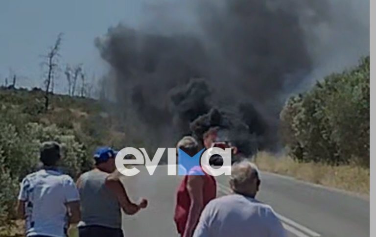 Εύβοια: Αυτοκίνητο εν κινήσει «άρπαξε» φωτιά στην Στροφυλιά