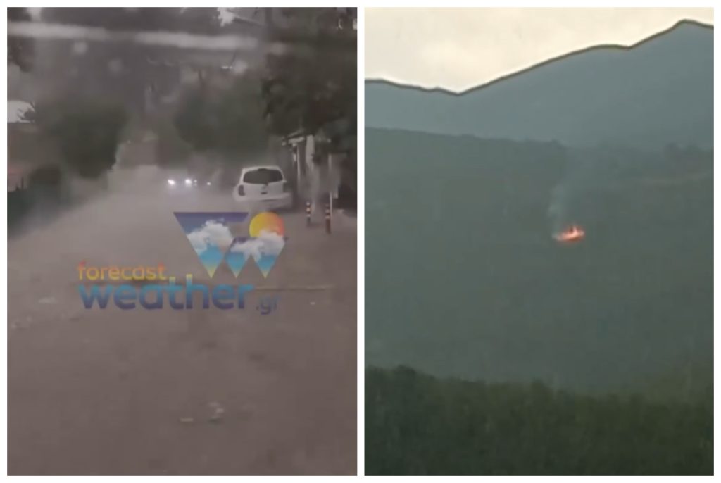 Κακοκαιρία στην Αττική: Πλημμύρισαν δρόμοι στην Άνοιξη – Ξέσπασαν φωτιές από κεραυνούς (Videos)