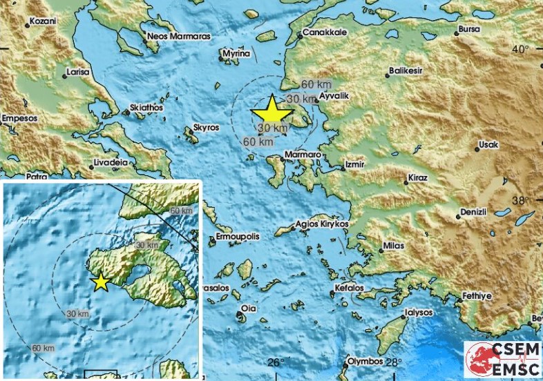 Σεισμός 3,4 Ρίχτερ στη Μυτιλήνη