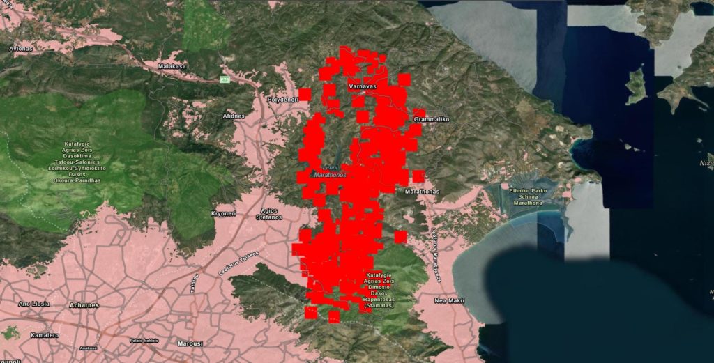 Φωτιά στην Αττική: Ξεπερνά τα 20χλμ. το μέτωπο της πυρκαγιάς – Σοκάρει ο χάρτης της NASA (Photos)